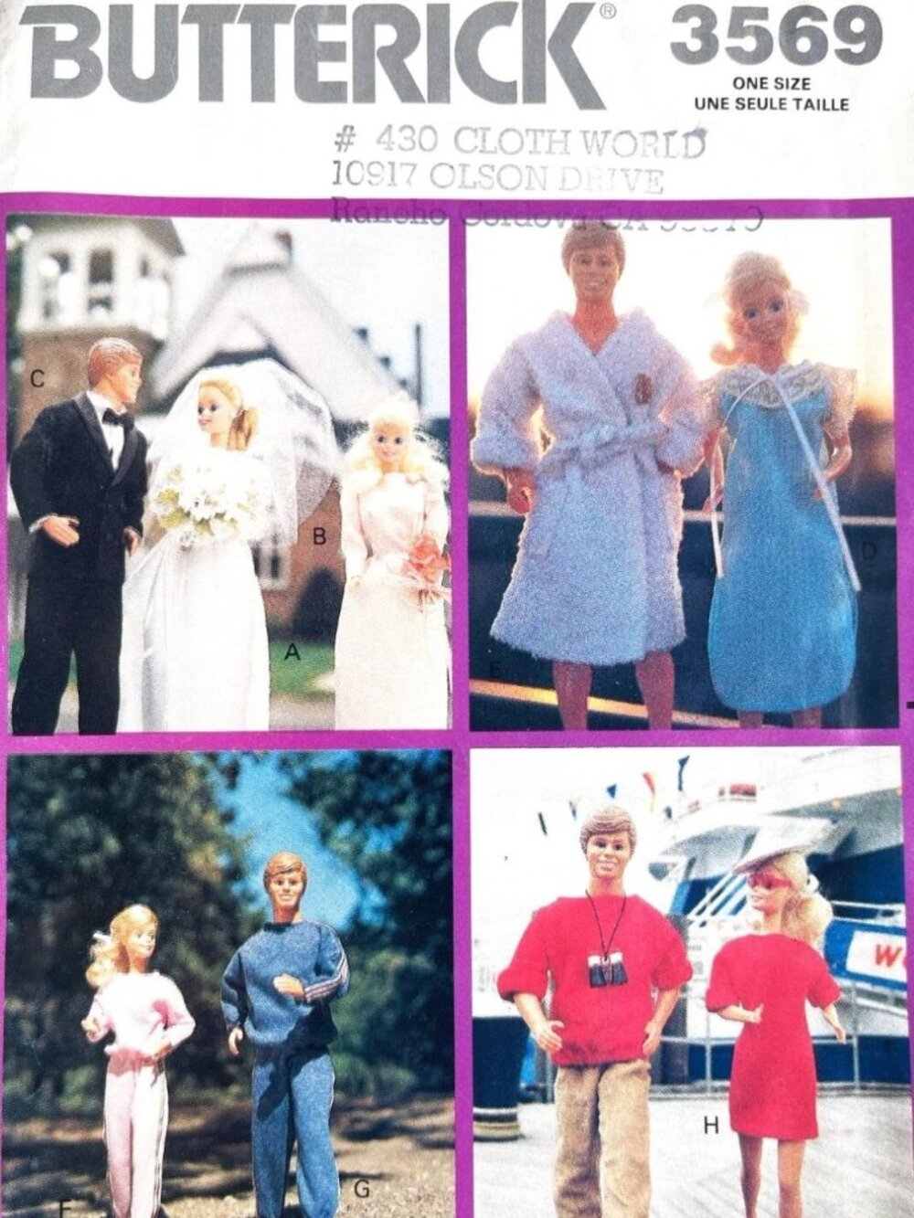 Vintage Butterick 3569 Barbie Fashion Doll Outfits Sewing Pattern